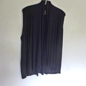 Susan Lawrence Woman lightweight black knit sleeveless waterfall cardigan 1x xl